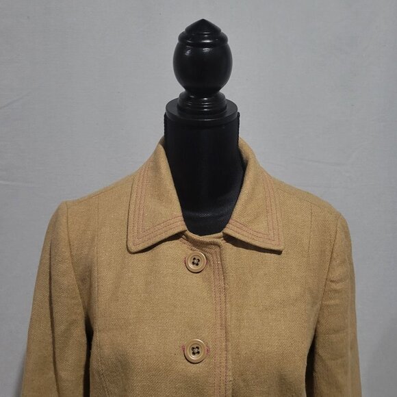 Gap jacket cropped winter fall wool blend coat light brown tan camel neutral - Picture 3 of 16